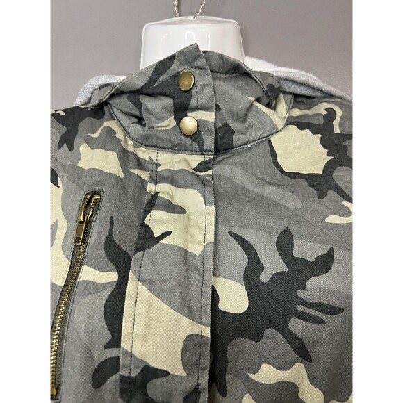 Forever 21 Jacket Womens Small Camo Anorak Parka Gray Hoodie Utility Drawstring - Picture 4 of 9